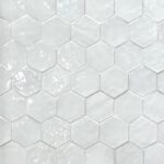 Zellige hexagonal de couleur blanc en format 10x10 cm