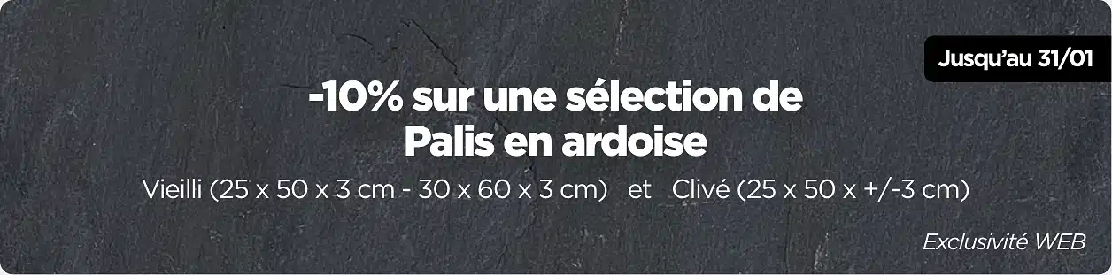 Promotions Palis ardoise clivé ou vieilli jusqu'au 31 janvier